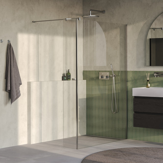 BRAUER Oblivion inloopdouche helder glas 140x200 met zijwand 40 incl. glascoating PVD RVS-kleurig geborsteld GS-OBI2H14040200NG