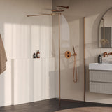 BRAUER Oblivion inloopdouche helder glas 90x200 met zijwand 30 incl. glascoating PVD koper geborsteld GS-OBI2H9030200GK