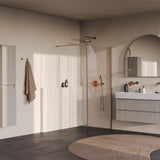 BRAUER Oblivion inloopdouche helder glas 90x200 met zijwand 40 incl. glascoating PVD koper geborsteld GS-OBI2H9040200GK