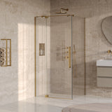 BRAUER Stellar douchecabine met draaideur helder glas 100x100x200 omkeerbaar incl. glascoating PVD goud geborsteld GS-SRC1H100100200GG