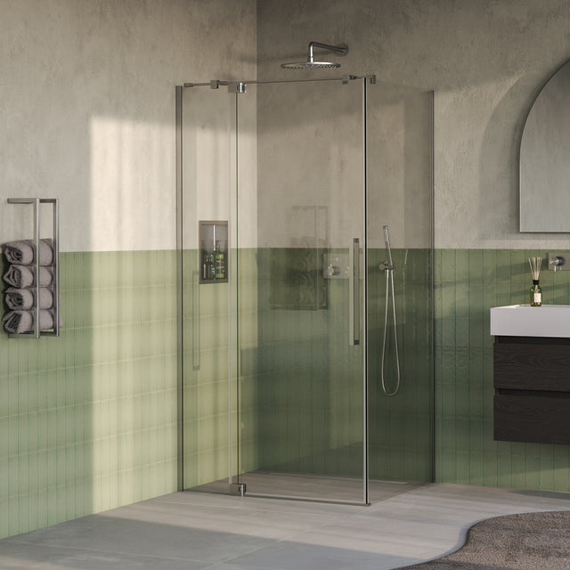 BRAUER Stellar douchecabine met draaideur helder glas 100x80x200 omkeerbaar incl. glascoating PVD RVS-kleurig geborsteld GS-SRC1H10080200NG