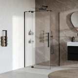 BRAUER Stellar douchecabine met draaideur helder glas 100x90x200 omkeerbaar incl. glascoating mat zwart GS-SRC1H10090200MZ