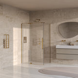 BRAUER Stellar douchecabine met draaideur helder glas 120x80x200 omkeerbaar incl. glascoating PVD goud geborsteld GS-SRC1H12080200GG
