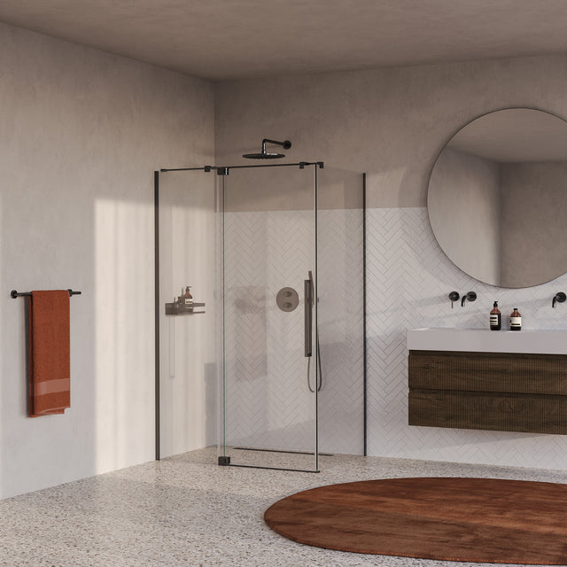 BRAUER Stellar douchecabine met draaideur helder glas 120x80x200 omkeerbaar incl. glascoating PVD gunmetal geborsteld GS-SRC1H12080200GM