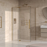 BRAUER Stellar douchecabine met draaideur helder glas 120x90x200 omkeerbaar incl. glascoating PVD goud geborsteld GS-SRC1H12090200GG