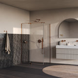 BRAUER Stellar douchecabine met draaideur helder glas 120x90x200 omkeerbaar incl. glascoating PVD koper geborsteld GS-SRC1H12090200GK