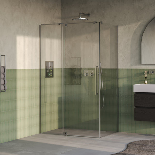 BRAUER Stellar douchecabine met draaideur helder glas 120x90x200 omkeerbaar incl. glascoating PVD RVS-kleurig geborsteld GS-SRC1H12090200NG