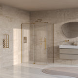 BRAUER Stellar douchecabine met draaideur helder glas 140x100x200 omkeerbaar incl. glascoating PVD goud geborsteld GS-SRC1H140100200GG