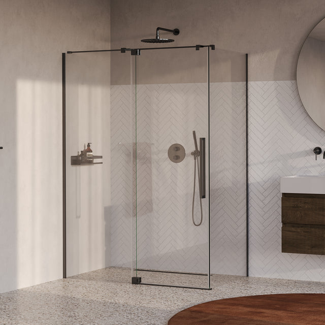 BRAUER Stellar douchecabine met draaideur helder glas 140x100x200 omkeerbaar incl. glascoating PVD gunmetal geborsteld GS-SRC1H140100200GM