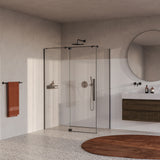 BRAUER Stellar douchecabine met draaideur helder glas 140x100x200 omkeerbaar incl. glascoating PVD gunmetal geborsteld GS-SRC1H140100200GM