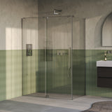 BRAUER Stellar douchecabine met draaideur helder glas 140x100x200 omkeerbaar incl. glascoating PVD RVS-kleurig geborsteld GS-SRC1H140100200NG