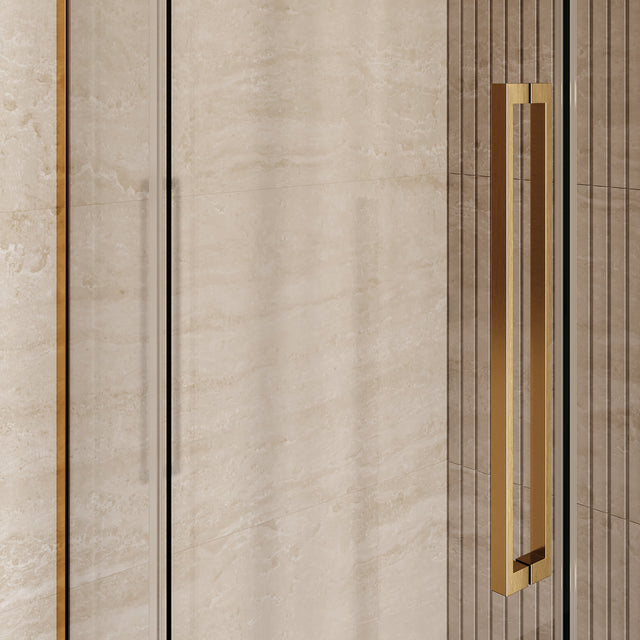 BRAUER Stellar douchecabine met draaideur helder glas 140x80x200 omkeerbaar incl. glascoating PVD goud geborsteld GS-SRC1H14080200GG