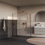 BRAUER Stellar douchecabine met draaideur helder glas 140x80x200 omkeerbaar incl. glascoating PVD koper geborsteld GS-SRC1H14080200GK