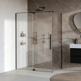 BRAUER Stellar douchecabine met draaideur helder glas 140x80x200 omkeerbaar incl. glascoating mat zwart GS-SRC1H14080200MZ