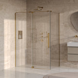 BRAUER Stellar douchecabine met draaideur helder glas 140x90x200 omkeerbaar incl. glascoating PVD goud geborsteld GS-SRC1H14090200GG
