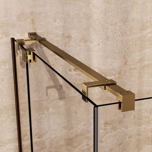 BRAUER Stellar douchecabine met draaideur helder glas 160x100x200 omkeerbaar incl. glascoating PVD goud geborsteld GS-SRC1H160100200GG