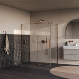BRAUER Stellar douchecabine met draaideur helder glas 160x100x200 omkeerbaar incl. glascoating PVD koper geborsteld GS-SRC1H160100200GK