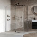 BRAUER Stellar douchecabine met draaideur helder glas 160x100x200 omkeerbaar incl. glascoating mat zwart GS-SRC1H160100200MZ