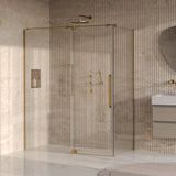 BRAUER Stellar douchecabine met draaideur helder glas 160x90x200 omkeerbaar incl. glascoating PVD goud geborsteld GS-SRC1H16090200GG
