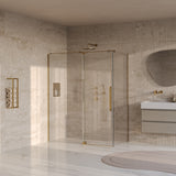 BRAUER Stellar douchecabine met draaideur helder glas 160x90x200 omkeerbaar incl. glascoating PVD goud geborsteld GS-SRC1H16090200GG