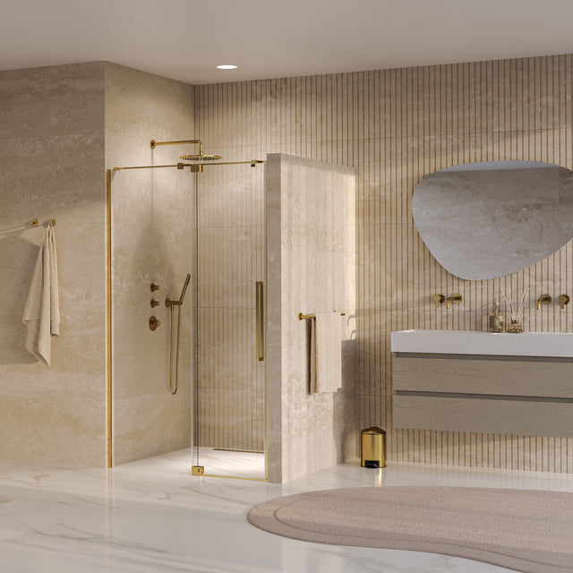 BRAUER Stellar nisdeur 2-delig draaiend helder glas 100x200 omkeerbaar incl. glascoating PVD goud geborsteld GS-SRN1H100200GG
