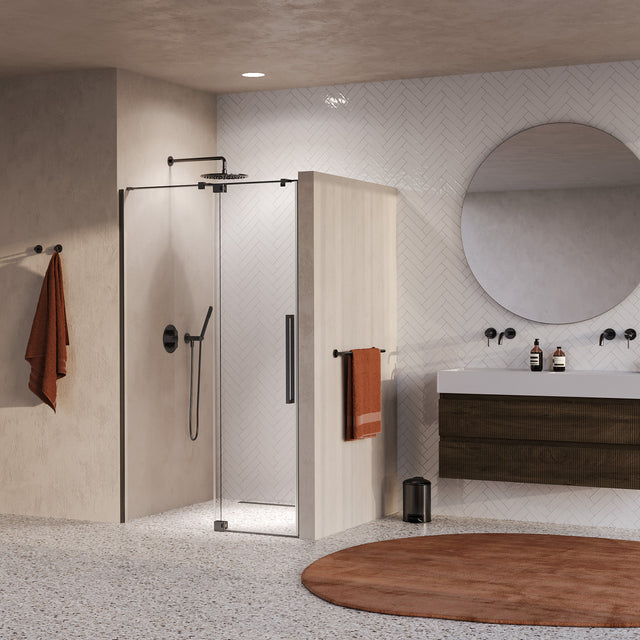 BRAUER Stellar nisdeur 2-delig draaiend helder glas 120x200 omkeerbaar incl. glascoating PVD gunmetal geborsteld GS-SRN1H120200GM