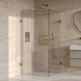 BRAUER Void douchecabine met draaideur helder glas 100x100x200 incl. glascoating PVD goud geborsteld GS-VOC1H100100200GG