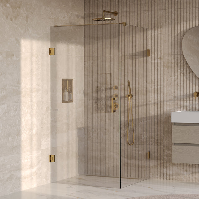 BRAUER Void douchecabine met draaideur helder glas 100x100x200 incl. glascoating PVD goud geborsteld GS-VOC1H100100200GG
