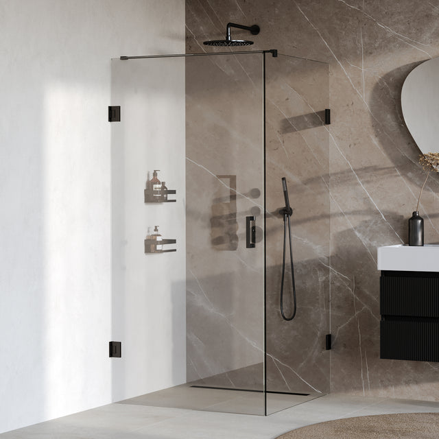BRAUER Void douchecabine met draaideur helder glas 100x100x200 incl. glascoating mat zwart GS-VOC1H100100200MZ