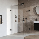 BRAUER Void douchecabine met draaideur helder glas 100x120x200 incl. glascoating mat zwart GS-VOC1H100120200MZ