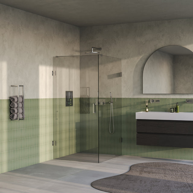 BRAUER Void douchecabine met draaideur helder glas 100x120x200 incl. glascoating PVD RVS-kleurig geborsteld GS-VOC1H100120200NG