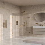 BRAUER Void douchecabine met draaideur helder glas 100x140x200 incl. glascoating PVD goud geborsteld GS-VOC1H100140200GG