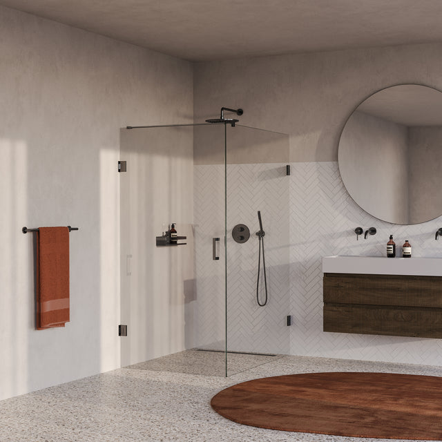 BRAUER Void douchecabine met draaideur helder glas 100x140x200 incl. glascoating PVD gunmetal geborsteld GS-VOC1H100140200GM