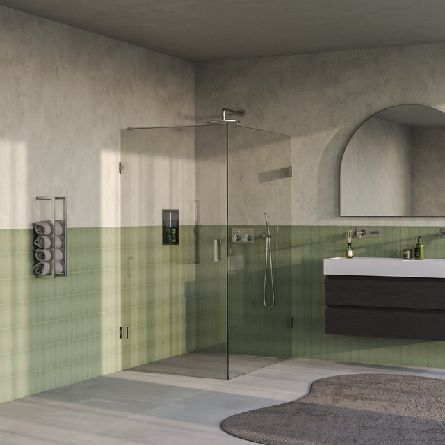 BRAUER Void douchecabine met draaideur helder glas 100x140x200 incl. glascoating PVD RVS-kleurig geborsteld GS-VOC1H100140200NG