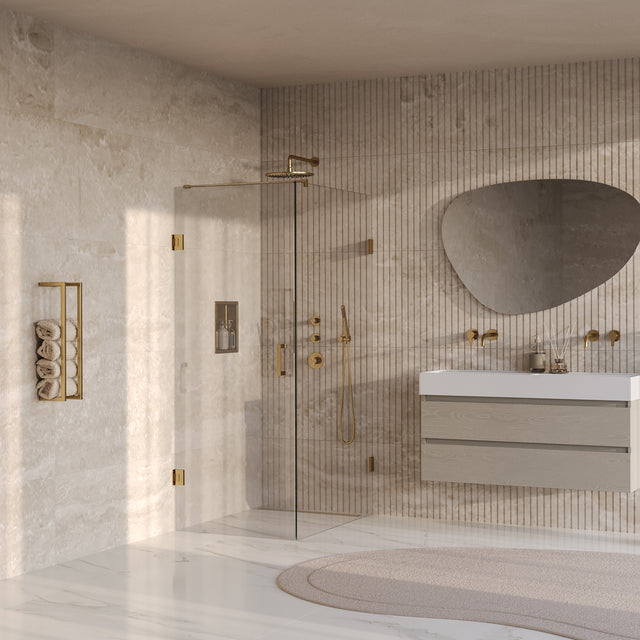 BRAUER Void douchecabine met draaideur helder glas 80x120x200 incl. glascoating PVD goud geborsteld GS-VOC1H80120200GG