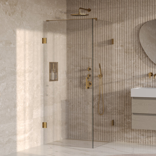 BRAUER Void douchecabine met draaideur helder glas 80x80x200 incl. glascoating PVD goud geborsteld GS-VOC1H8080200GG