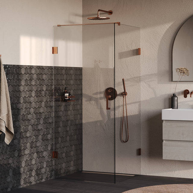 BRAUER Void douchecabine met draaideur helder glas 80x80x200 incl. glascoating PVD koper geborsteld GS-VOC1H8080200GK