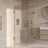 BRAUER Void douchecabine met draaideur helder glas 90x100x200 incl. glascoating PVD goud geborsteld GS-VOC1H90100200GG