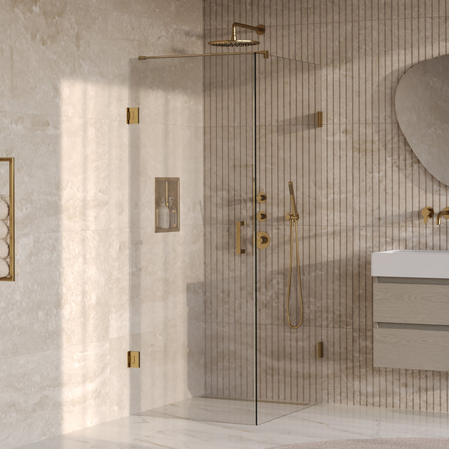 BRAUER Void douchecabine met draaideur helder glas 90x100x200 incl. glascoating PVD goud geborsteld GS-VOC1H90100200GG