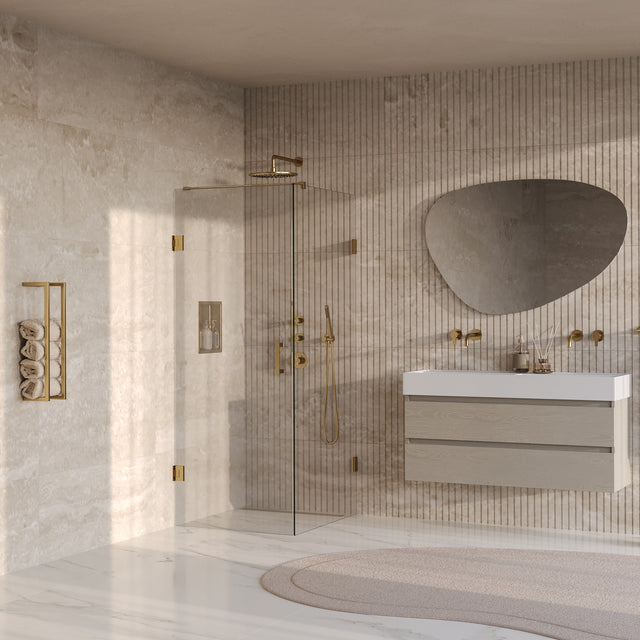 BRAUER Void douchecabine met draaideur helder glas 90x100x200 incl. glascoating PVD goud geborsteld GS-VOC1H90100200GG