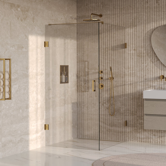 BRAUER Void douchecabine met draaideur helder glas 90x120x200 incl. glascoating PVD goud geborsteld GS-VOC1H90120200GG