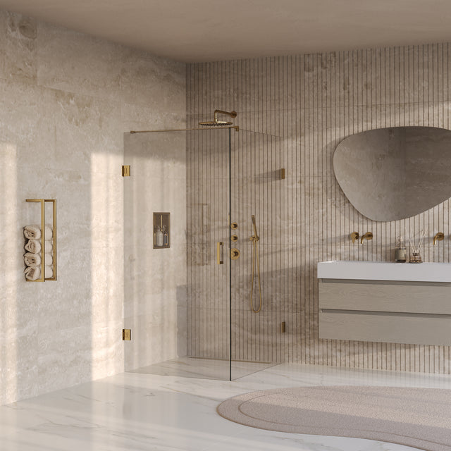 BRAUER Void douchecabine met draaideur helder glas 90x120x200 incl. glascoating PVD goud geborsteld GS-VOC1H90120200GG