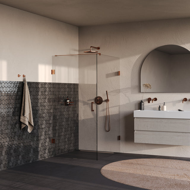 BRAUER Void douchecabine met draaideur helder glas 90x120x200 incl. glascoating PVD koper geborsteld GS-VOC1H90120200GK