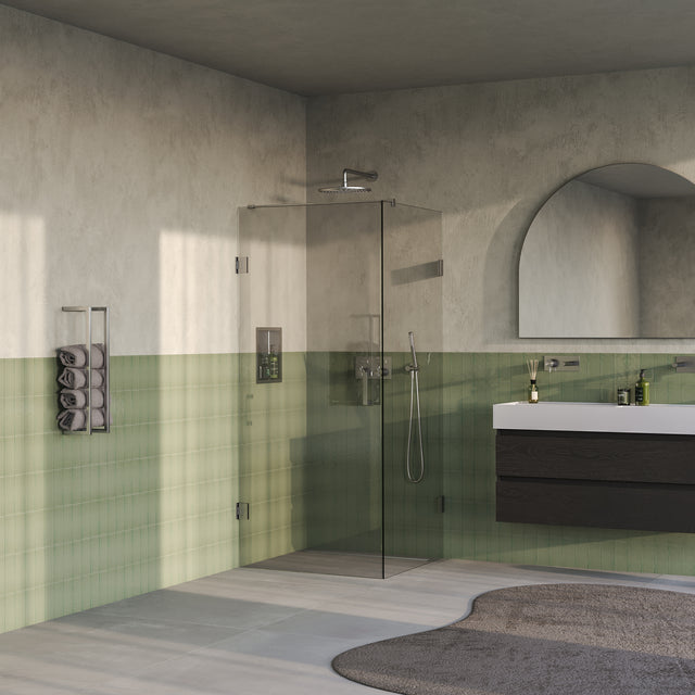 BRAUER Void douchecabine met draaideur helder glas 90x90x200 incl. glascoating PVD RVS-kleurig geborsteld GS-VOC1H9090200NG