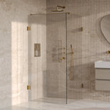 BRAUER Void Carving douchecabine met draaideur helder glas 100x100x200 incl. glascoating PVD goud geborsteld GS-VOCC1H100100200GG