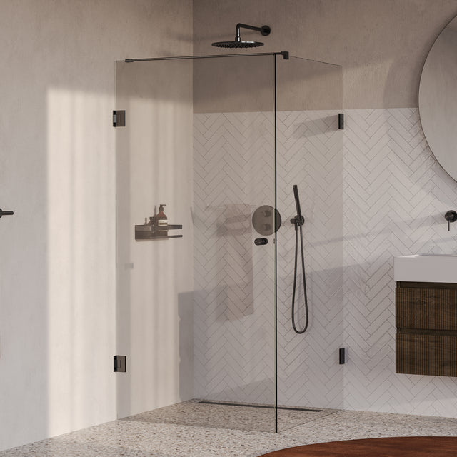 BRAUER Void Carving douchecabine met draaideur helder glas 100x100x200 incl. glascoating PVD gunmetal geborsteld GS-VOCC1H100100200GM