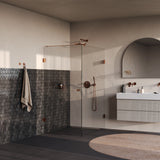 BRAUER Void Carving douchecabine met draaideur helder glas 100x140x200 incl. glascoating PVD koper geborsteld GS-VOCC1H100140200GK