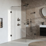 BRAUER Void Carving douchecabine met draaideur helder glas 100x140x200 incl. glascoating mat zwart GS-VOCC1H100140200MZ