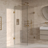 BRAUER Void Carving douchecabine met draaideur helder glas 80x100x200 incl. glascoating PVD goud geborsteld GS-VOCC1H80100200GG