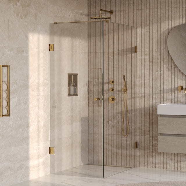 BRAUER Void Carving douchecabine met draaideur helder glas 80x120x200 incl. glascoating PVD goud geborsteld GS-VOCC1H80120200GG